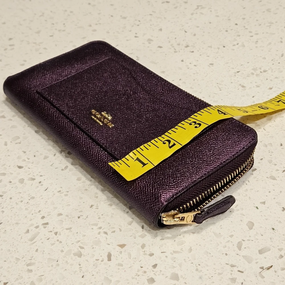 Coach Shiny Plum Purple Zip Accordion Wallet Full Size Organizer RARE